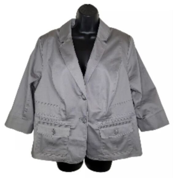 Lane Bryant Safari Style Light Gray Blazer Stretch Casual Wardrobe Basic - Picture 3 of 7